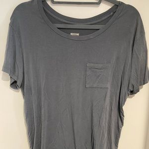 Light gray flowy tee.